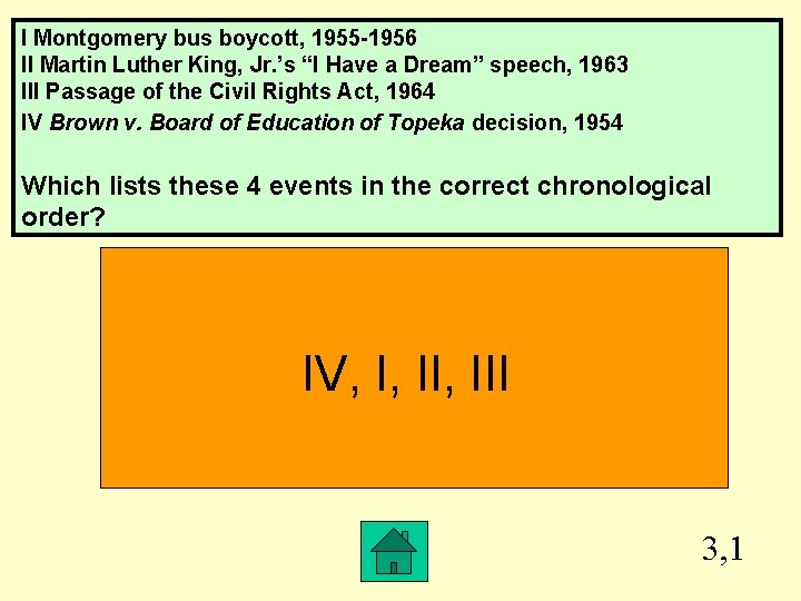 I Montgomery bus boycott, 1955 -1956 II Martin Luther King, Jr. ’s “I Have