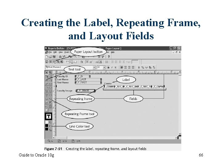 Creating the Label, Repeating Frame, and Layout Fields Guide to Oracle 10 g 66