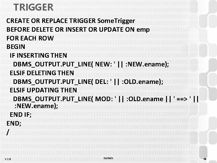 TRIGGER CREATE OR REPLACE TRIGGER Some. Trigger BEFORE DELETE OR INSERT OR UPDATE ON