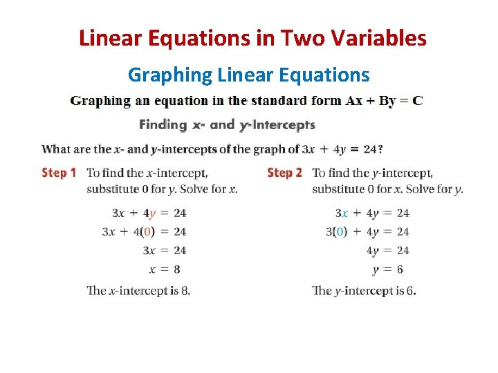 Linear Equations in Two Variables Graphing Linear Equations 