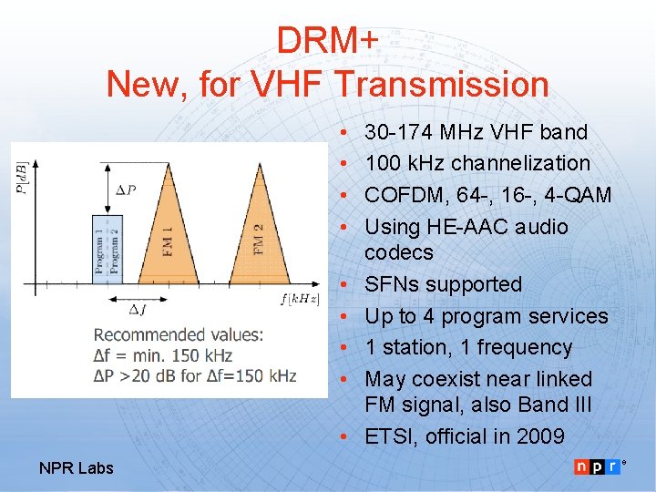 DRM+ New, for VHF Transmission • • • NPR Labs 30 -174 MHz VHF