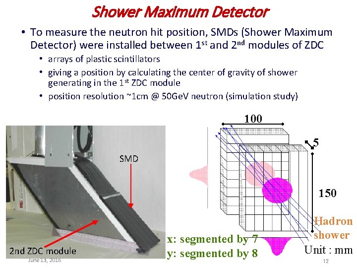 Shower Maximum Detector • To measure the neutron hit position, SMDs (Shower Maximum Detector)