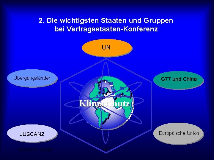 2. Die wichtigsten Staaten und Gruppen bei Vertragsstaaten-Konferenz UN Übergangsländer G 77 und China