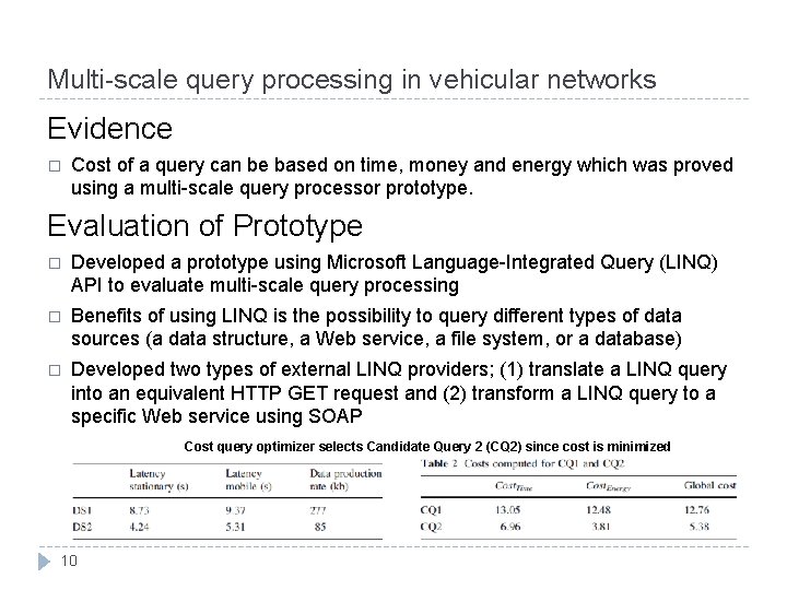 Multi-scale query processing in vehicular networks Evidence � Cost of a query can be