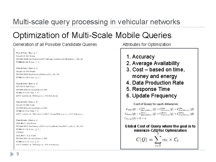 Multi-scale query processing in vehicular networks Optimization of Multi-Scale Mobile Queries Generation of all