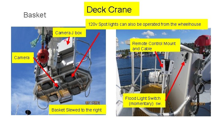 Deck Crane Basket 120 v Spot lights can also be operated from the wheelhouse