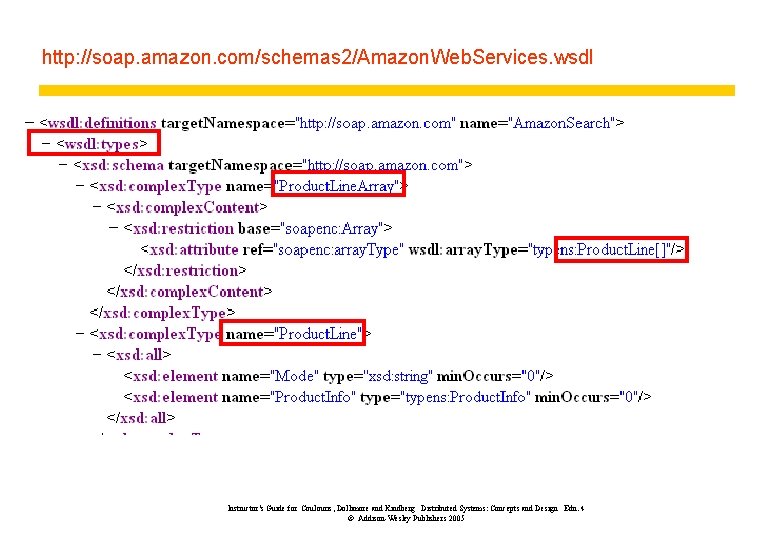 http: //soap. amazon. com/schemas 2/Amazon. Web. Services. wsdl Instructor’s Guide for Coulouris, Dollimore and