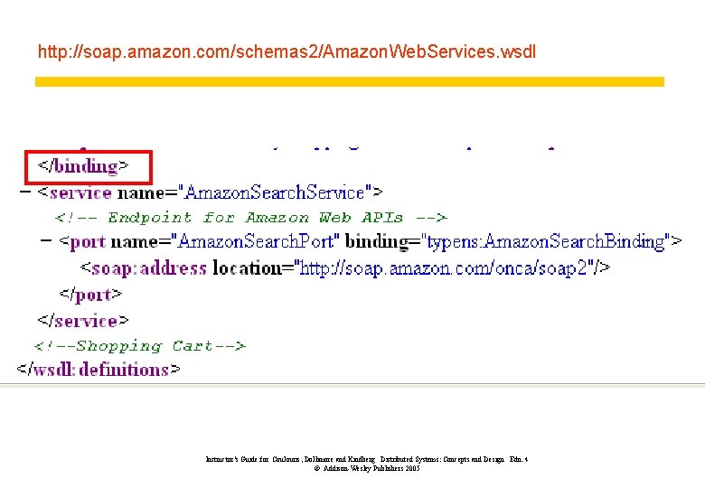 http: //soap. amazon. com/schemas 2/Amazon. Web. Services. wsdl Instructor’s Guide for Coulouris, Dollimore and