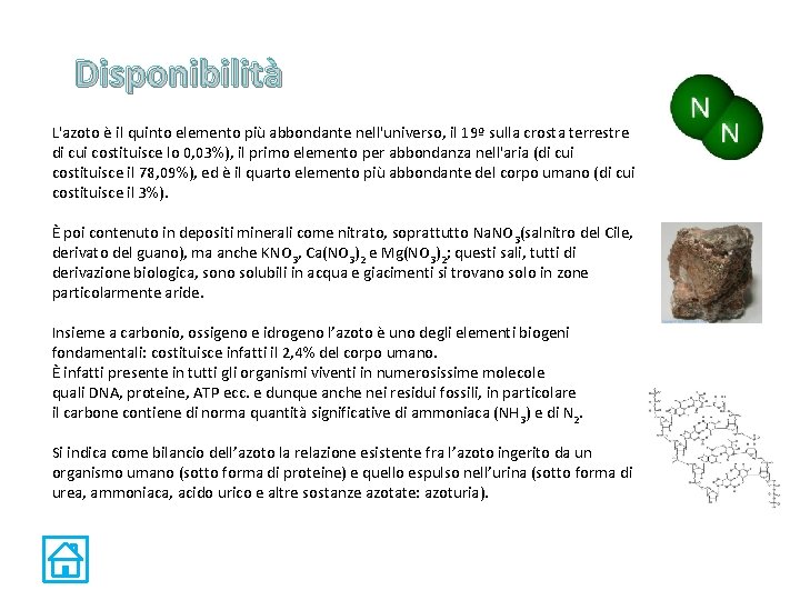 Disponibilità L'azoto è il quinto elemento più abbondante nell'universo, il 19º sulla crosta terrestre