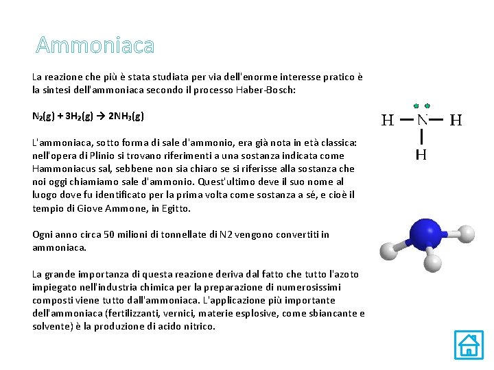 Ammoniaca La reazione che più è stata studiata per via dell'enorme interesse pratico è