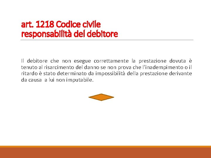 art. 1218 Codice civile responsabilità del debitore Il debitore che non esegue correttamente la