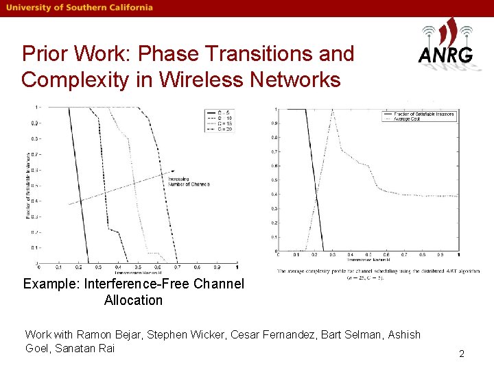 Prior Work: Phase Transitions and Complexity in Wireless Networks Example: Interference-Free Channel Allocation Work