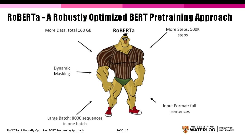 Ro. BERTa - A Robustly Optimized BERT Pretraining Approach Ro. BERTa: A Robustly Optimized