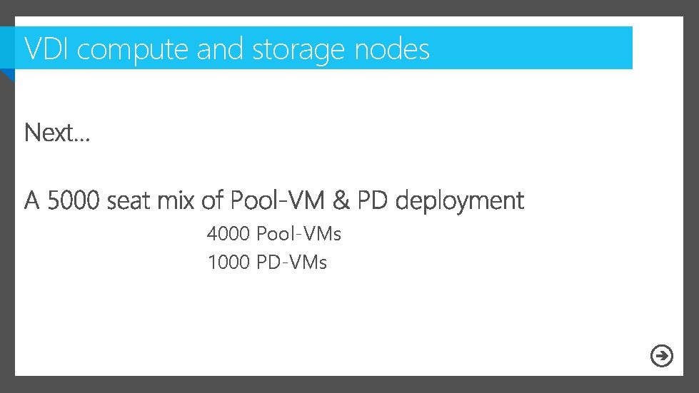 VDI compute and storage nodes 4000 Pool-VMs 1000 PD-VMs 