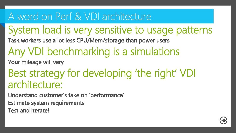A word on Perf & VDI architecture 