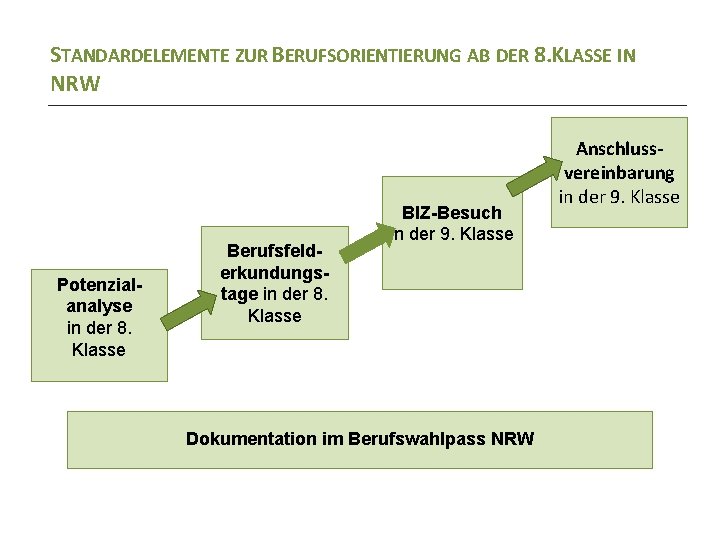 STANDARDELEMENTE ZUR BERUFSORIENTIERUNG AB DER 8. KLASSE IN NRW Potenzialanalyse in der 8. Klasse