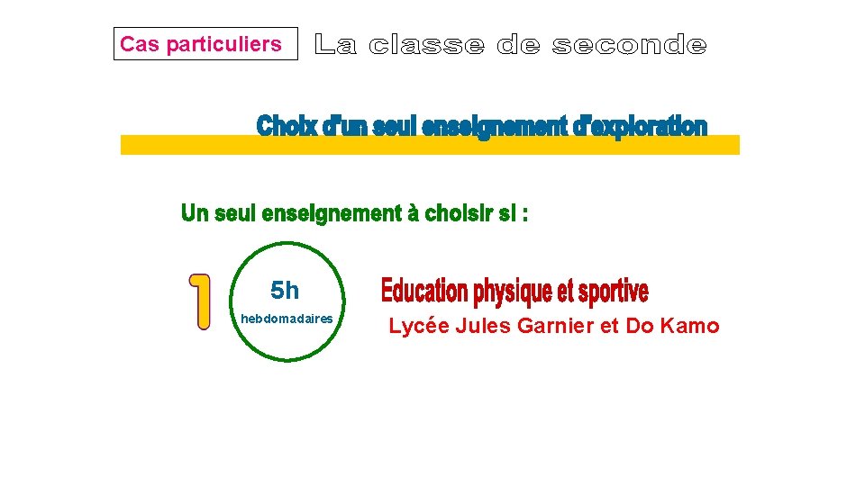 Cas particuliers 5 h hebdomadaires Lycée Jules Garnier et Do Kamo 