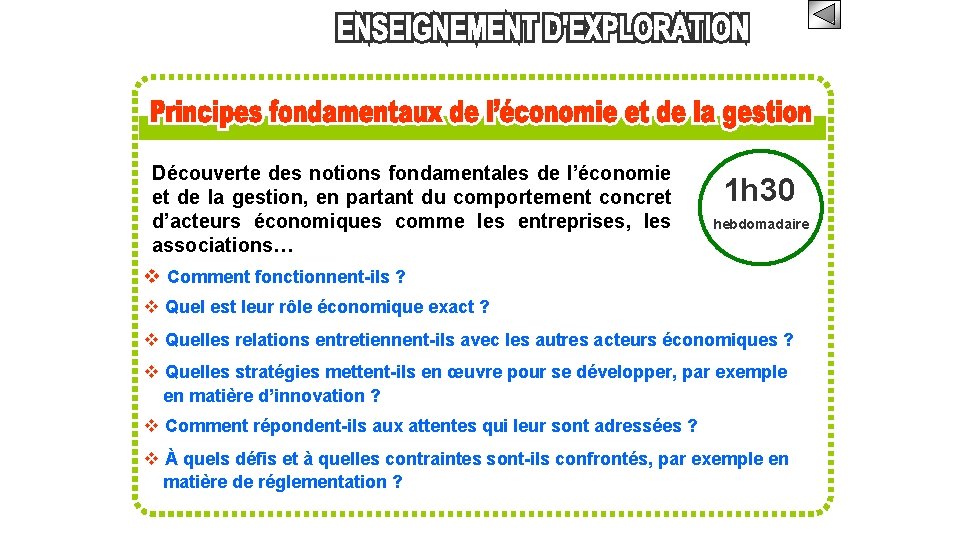 Découverte des notions fondamentales de l’économie et de la gestion, en partant du comportement