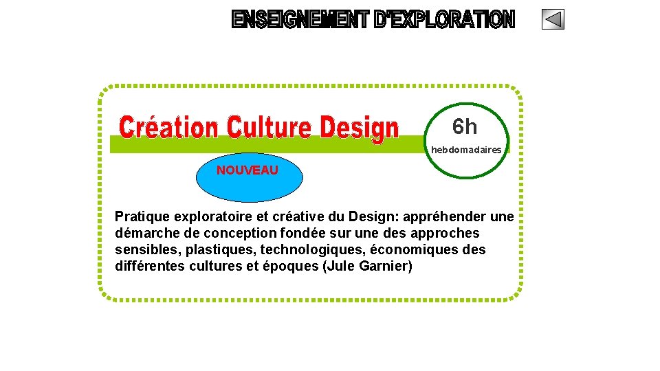 6 h hebdomadaires NOUVEAU Pratique exploratoire et créative du Design: appréhender une démarche de