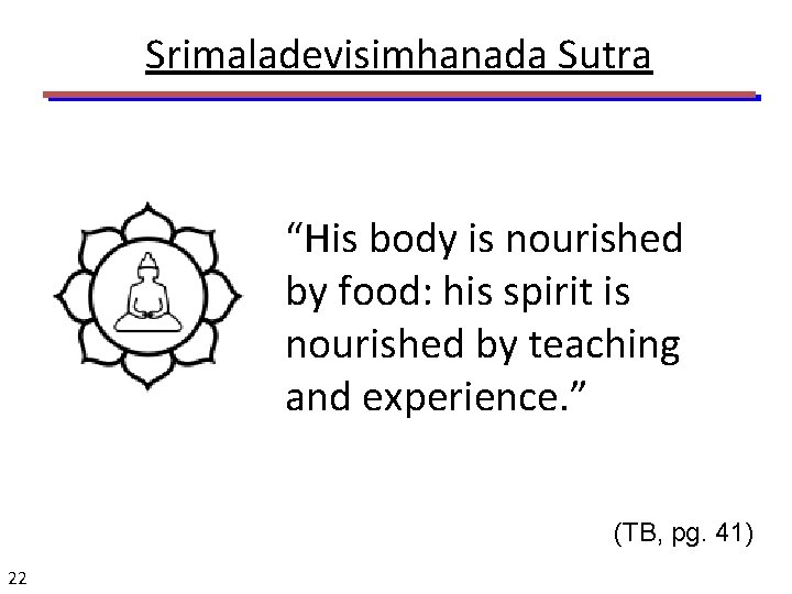 Srimaladevisimhanada Sutra “His body is nourished by food: his spirit is nourished by teaching