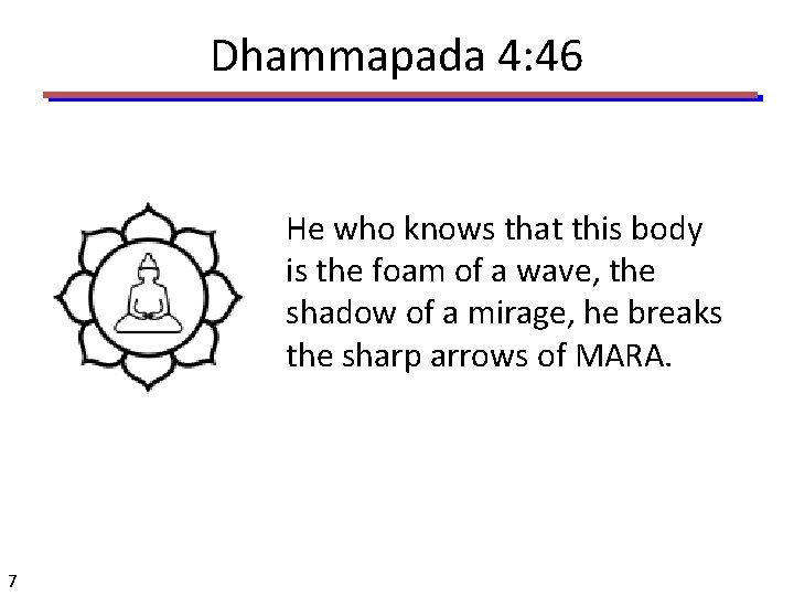 Dhammapada 4: 46 He who knows that this body is the foam of a