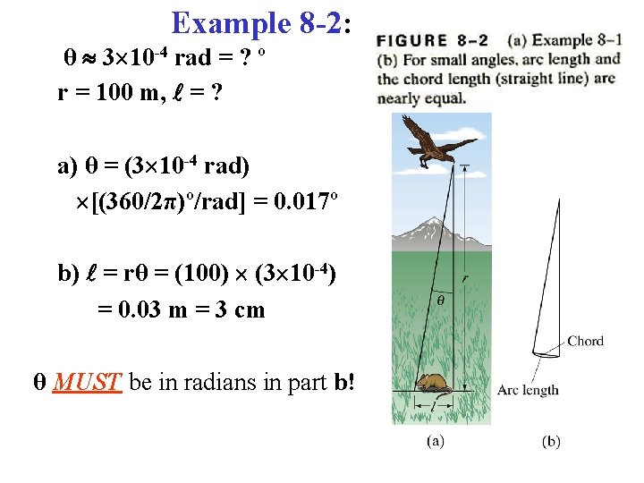 Example 8 -2: θ 3 10 -4 rad = ? º r = 100 Example 8 -2: θ 3 10 -4 rad = ? º r = 100