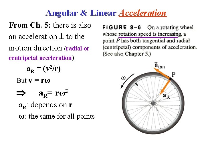 Angular & Linear Acceleration From Ch. 5: there is also an acceleration to the Angular & Linear Acceleration From Ch. 5: there is also an acceleration to the
