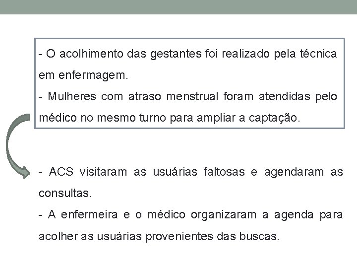 - O acolhimento das gestantes foi realizado pela técnica em enfermagem. - Mulheres com