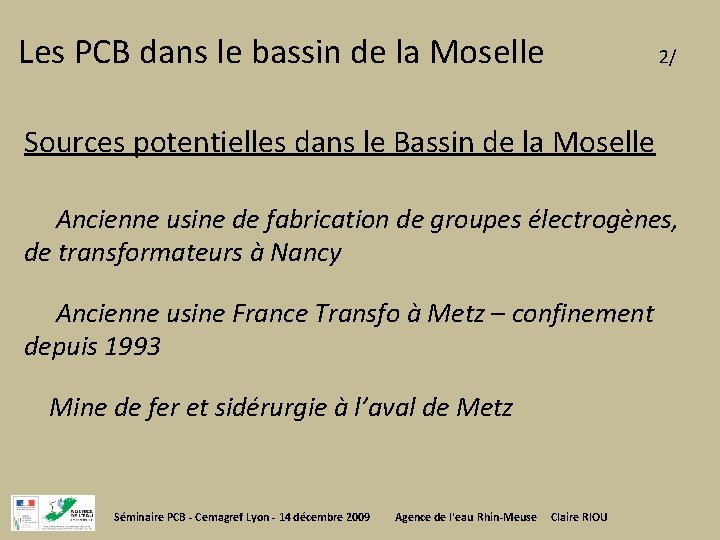 Les PCB dans le bassin de la Moselle 2/ Sources potentielles dans le Bassin