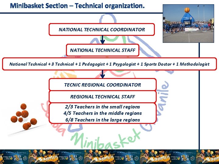 Minibasket Section – Technical organization. NATIONAL TECHNICAL COORDINATOR NATIONAL TECHNICAL STAFF National Technical +