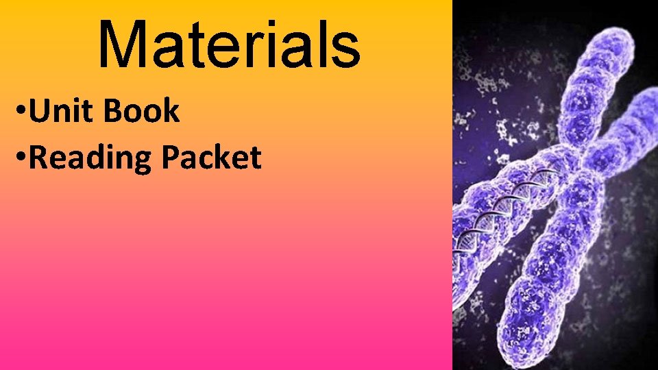 Materials • Unit Book • Reading Packet 