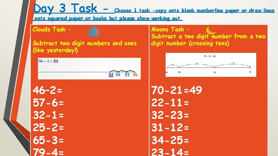 Day 3 Task - Choose 1 task -copy onto blank numberline paper or draw