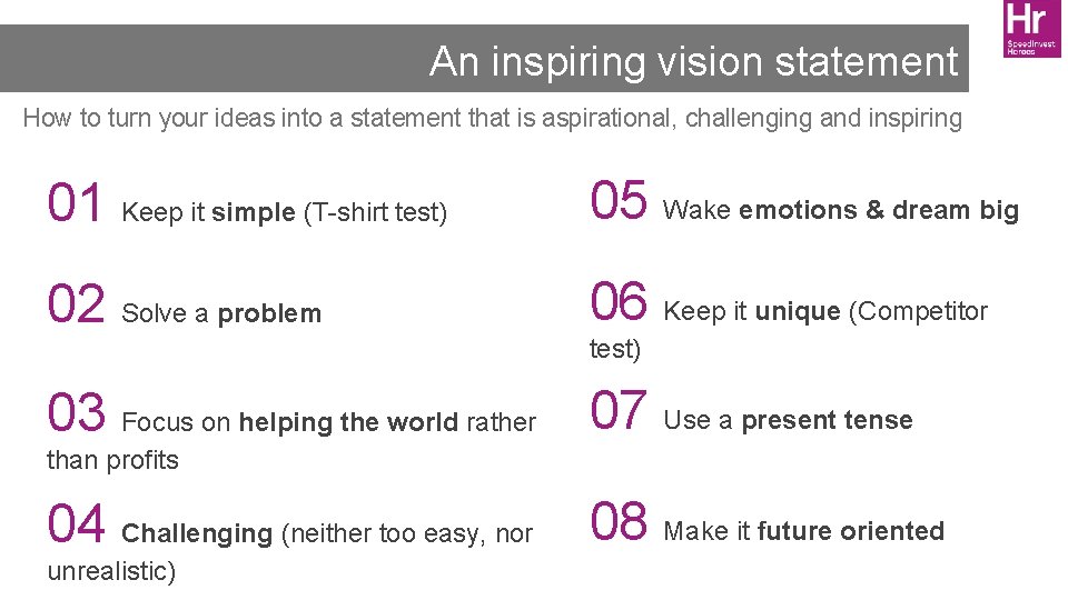 VISION Where do we aim to be Vision