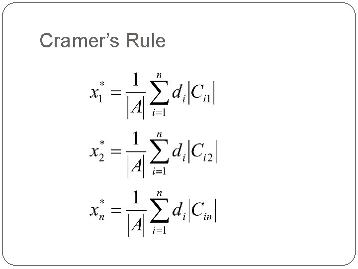 Cramer’s Rule 