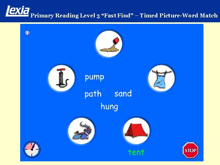 Primary Reading Level 3 “Fast Find” – Timed Picture-Word Match 