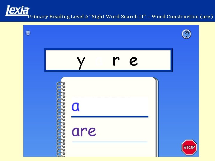 Primary Reading Level 2 “Sight Word Search II” – Word Construction (are) 