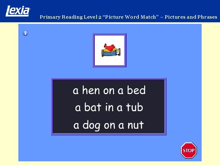 Primary Reading Level 2 “Picture Word Match” – Pictures and Phrases 