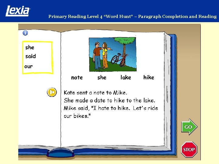 Primary Reading Level 4 “Word Hunt” – Paragraph Completion and Reading 