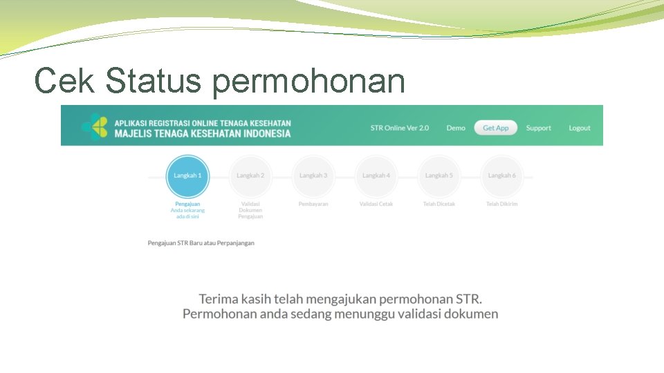 Cek Status permohonan 