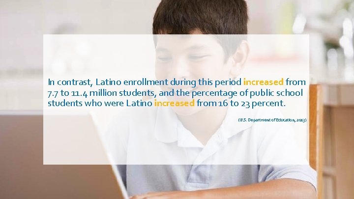In contrast, Latino enrollment during this period increased from 7. 7 to 11. 4