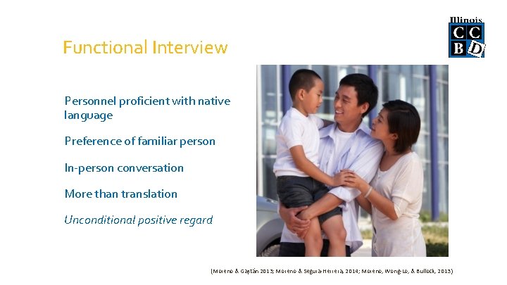Functional Interview Personnel proficient with native language Preference of familiar person In-person conversation More