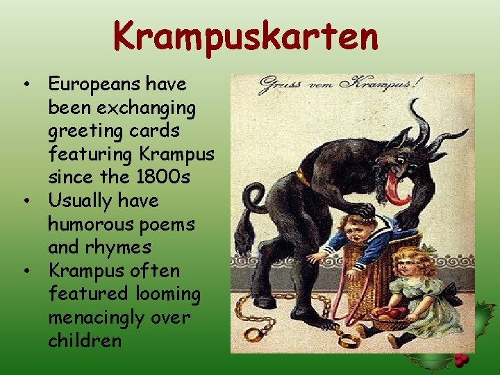 Krampuskarten • Europeans have been exchanging greeting cards featuring Krampus since the 1800 s