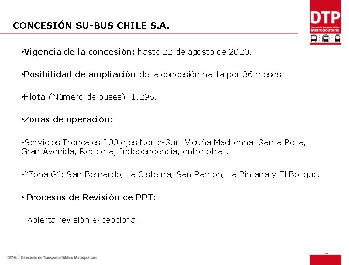 CONCESIÓN SU-BUS CHILE S. A. • Vigencia de la concesión: hasta 22 de agosto