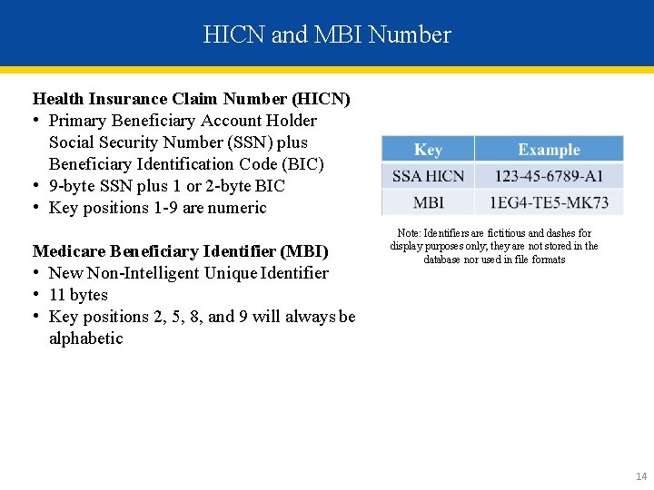 HICN and MBI Number Health Insurance Claim Number (HICN) • Primary Beneficiary Account Holder
