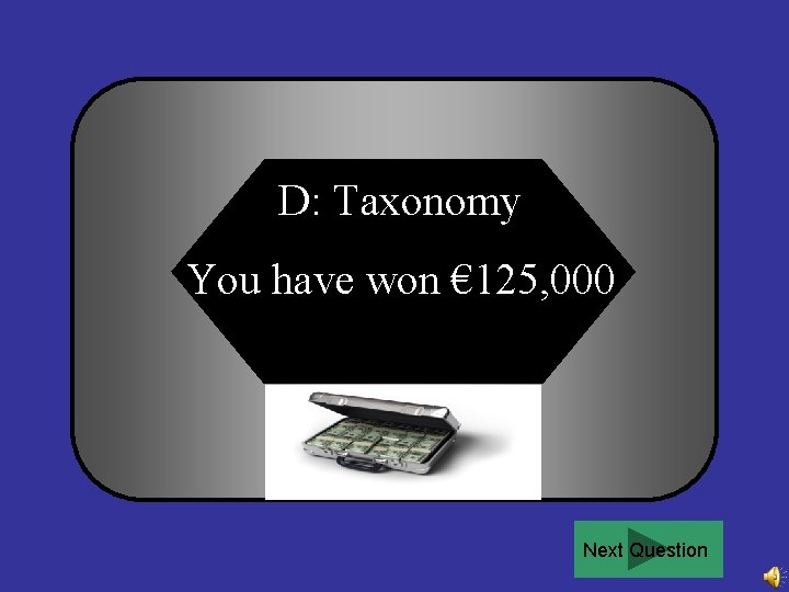 D: Taxonomy You have won € 125, 000 Next Question 