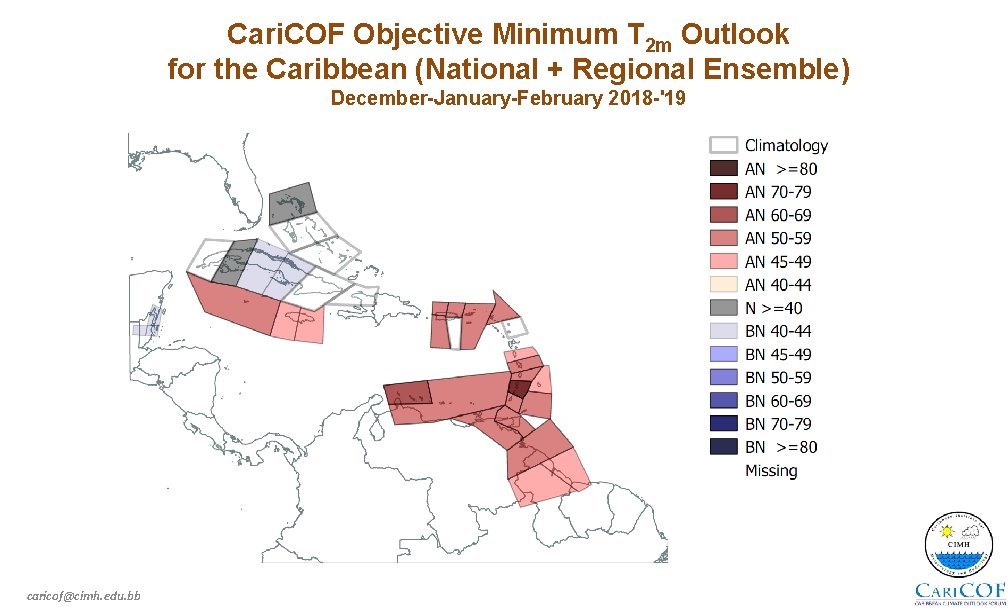 Cari. COF Objective Minimum T 2 m Outlook for the Caribbean (National + Regional