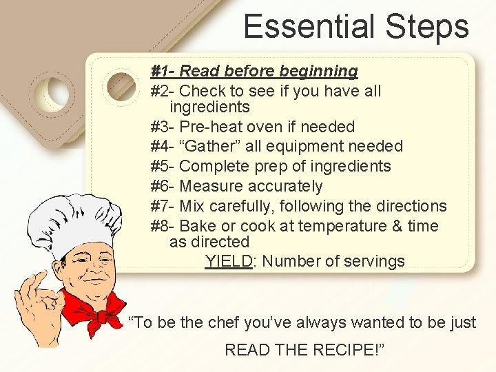 Essential Steps #1 - Read before beginning #2 - Check to see if you