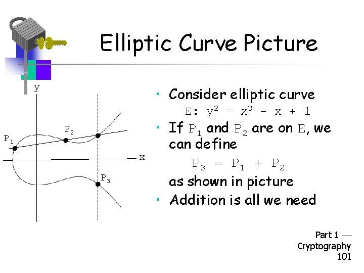 Elliptic Curve Picture y • Consider elliptic curve E: y 2 = x 3