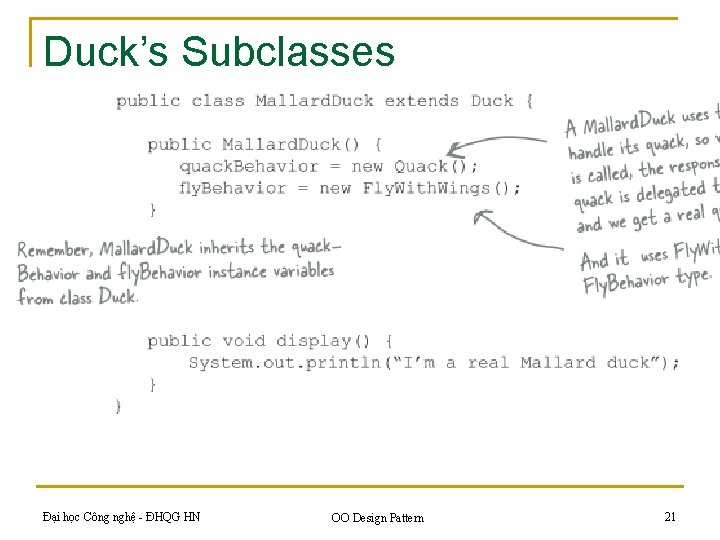 Duck’s Subclasses Đại học Công nghệ - ĐHQG HN OO Design Pattern 21 