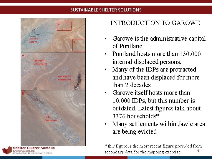 SUSTAINABLE SHELTER SOLUTIONS INTRODUCTION TO GAROWE • Garowe is the administrative capital of Puntland.